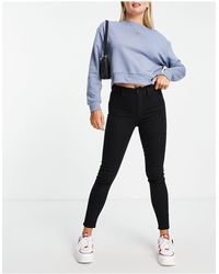 Pull&Bear - Jeans basic ultra skinny a vita alta neri - Lyst