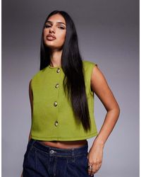 ASOS - Wide Shoulder Boxy Cropped Waistcoat - Lyst
