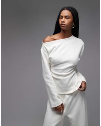ASOS - Supersoft Corset Waist Off Shoulder Tee - Lyst