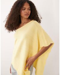 ASOS - Poncho long en maille côtelée - écru - Lyst