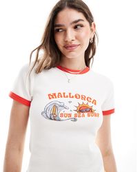ASOS - Waffle Ringer Baby Tee With Mallorca Graphic - Lyst