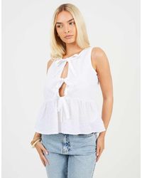 Brave Soul - Shirred Tie Front Vest - Lyst