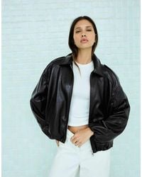 Bershka - Leather Effect Balloon Jacket - Lyst