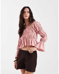 laagam - Sadie Ruched Off Shoulder Blouse - Lyst
