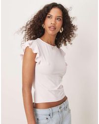 ASOS - Top Confetto Con Scollo A Barchetta E Maniche Con Volant - Lyst