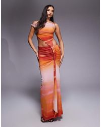 ASOS - Twist Shoulder With Twisted Sash Mesh Faux Ord Maxi Dress - Lyst