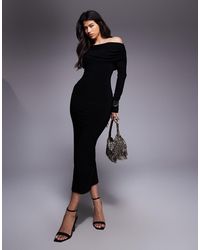 ASOS - Long Sleeve Drape Cape Midi Dress - Lyst