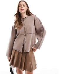 Y.A.S - Contrast Stitch Knitted Bomber Jacket - Lyst