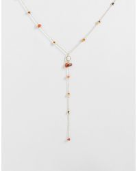 Mango - Drop Chain Necklace With Real Stone Beads - Lyst