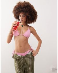 Monki - Mix And Match Triangle Tie Up Bikini Top - Lyst