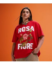 ASOS - Asos Design Curve Oversized T-shirt With Rosa Fiore Graphic - Lyst