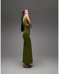 ASOS - Co-ord Slinky Polyamide Ruched Tie Waist Maxi Skirt - Lyst