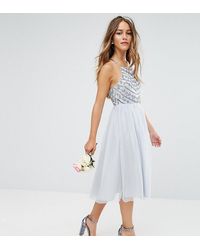 asos design delicate sequin plunge mini dress with full skirt