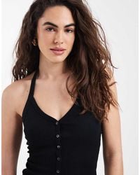 New Look - Halter Neck Button Through Top - Lyst