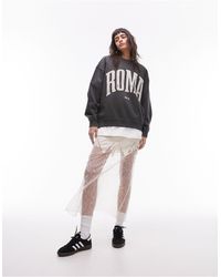 TOPSHOP - Graphic Roma 1973 Vintage Wash Oversized Sweat - Lyst