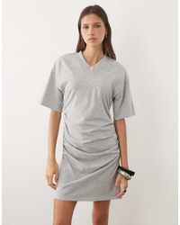 ASOS - T-shirt V Neck Dress With Cinched Waist - Lyst