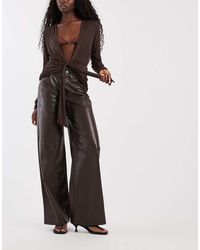 ONLY - Faux Leather Wide Leg Pants - Lyst