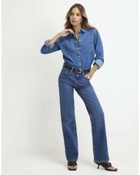 River Island - Belted Stretch Straight Leg Jeans - Lyst
