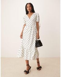 Lovedrobe - Polka Dot Short Sleeve Open Back Midi Dress - Lyst