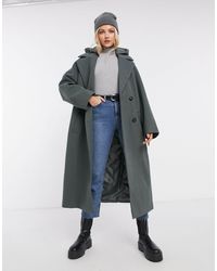 ASOS Hybrid Quilted Oversized Coat Sage - Green