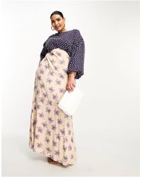 ASOS - Asos design curve - robe longue à manches longues en viscose avec imprimé pois et fleurs - Lyst