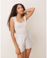 Gina Tricot - Zachte Top Met Korte Mouwen En Lage Ronde Hals - Lyst