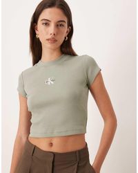 Calvin Klein - Monologo Rib Baby Tee - Lyst