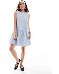 ASOS - Sleeveless Racer Smock Mini Dress With Tiered Skirt - Lyst