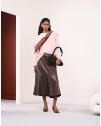 Mango - Faux Leather Midi Skirt - Lyst