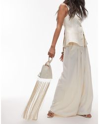 Mango - Bolso Pequeño De Satén Con Flecos De La Colección Cápsula De -Neutro - Lyst
