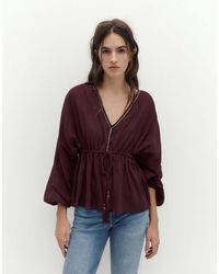 Pull&Bear - Beaded Tie-front Shirt - Lyst