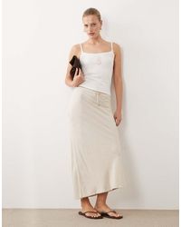 New Look - Linen Blend Bias Midi Skirt - Lyst