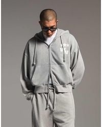 Bershka - Boxy Zip-up Print Sweatshirt - Lyst