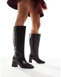 London Rebel - Nova Block Heeled Knee Boots - Lyst