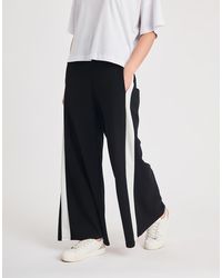 French Connection - Crepe Wide Leg Trousers With Side Stripe - Lyst