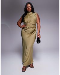 ASOS - Asos Design Curve Drape Bodice Maxi Dress With Cowl Back Detail - Lyst