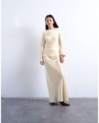 TOPSHOP - Falda Larga Pastel De Corte Al Bies Hasta El Suelo De -Blanco - Lyst