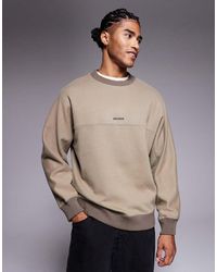 BOSS - Relaxed Fit Central Logo Heavyweight Sweatshirt - Lyst