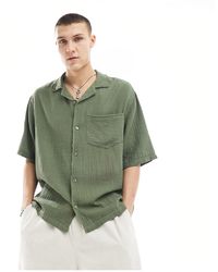 Collusion - Textured Oversized Revere Short Sleeve Shirt With Raw Seam Detail - Lyst