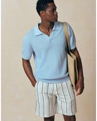 Mango - 100% Cotton Knitted Revere Neck Short Sleeve Sweater - Lyst