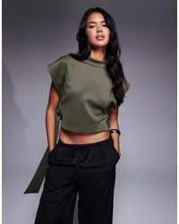 ASOS - High Neck Crop Top With Tab Side Ties - Lyst