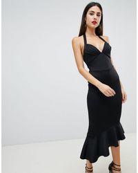 asos design scuba cami pephem midi dress