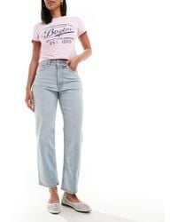ASOS - Vaqueros Capri De Pernera Recta Con Lavado Claro De -Azul - Lyst