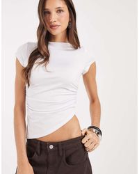 JJXX - Ruched Boatneck Top With Aysmmetic Hem - Lyst