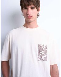 TOPMAN - Ruimvallend T-Shirt Met Borduursel Van Bloemen Lijntekening - Lyst