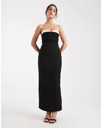 4th & Reckless - Tailored Bandeau Contrast Corset Bust Detail Maxi Dress - Lyst