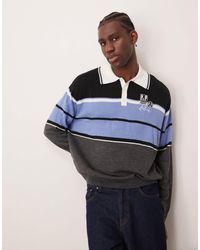 ASOS - – boxy fit oversize-rugby-polohemd aus mehrfarbigem strick mit logo - Lyst