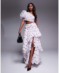 ASOS - Falda Larga Con Estampado De Lunares Y Volante De (Parte De Un Conjunto) - Lyst