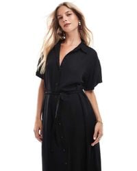 Vero Moda - Shirt Midi Dress With Tie Belt - Lyst