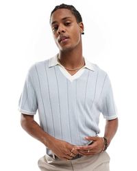 Hollister - Gebreide Polo Met Open Kraag Met Een Gekleurd Randje En Strepen Met Textuur - Lyst